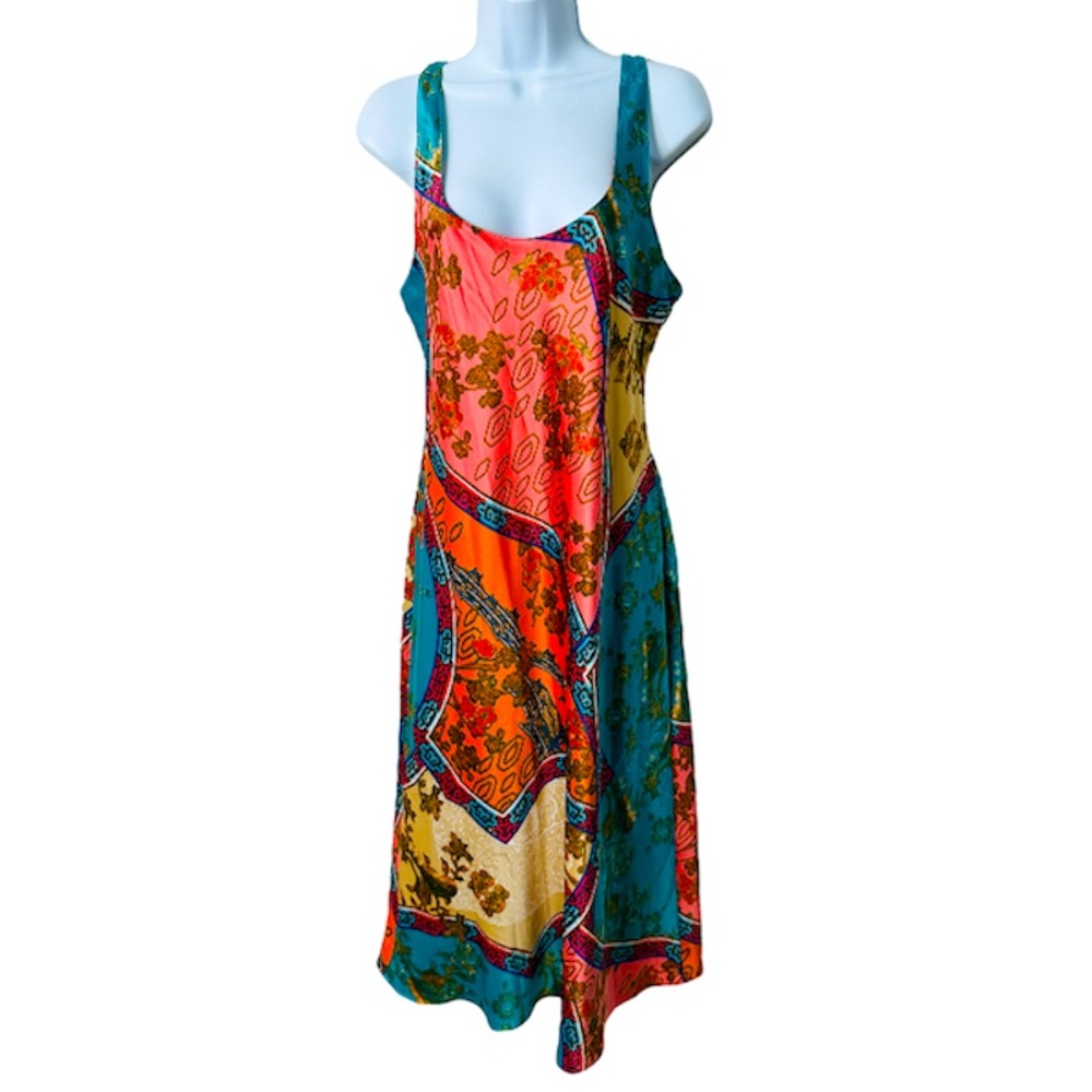 Gorgeous Bright Color Block Print Slip Dress By N… - image 1